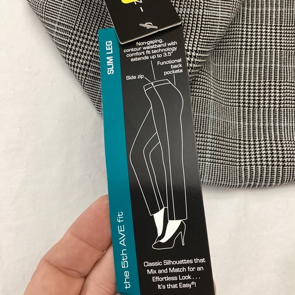 NWT Investments 5th Ave Fit Women's 14S Slim Leg Secret Support Plaid Pants - Picture 7 of 12